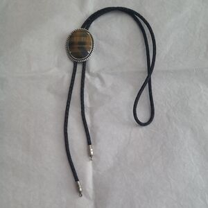Black and Brown Tiger's Eye Bolo Tie